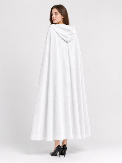 Long White Hooded Carnival Cloak