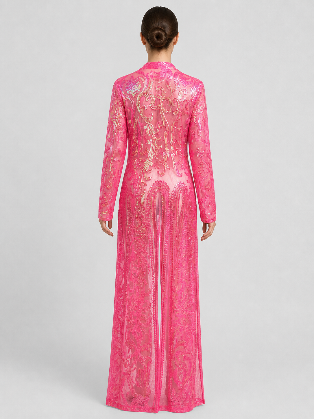 Long Cardigan with Sequins and Baroque Embroidery