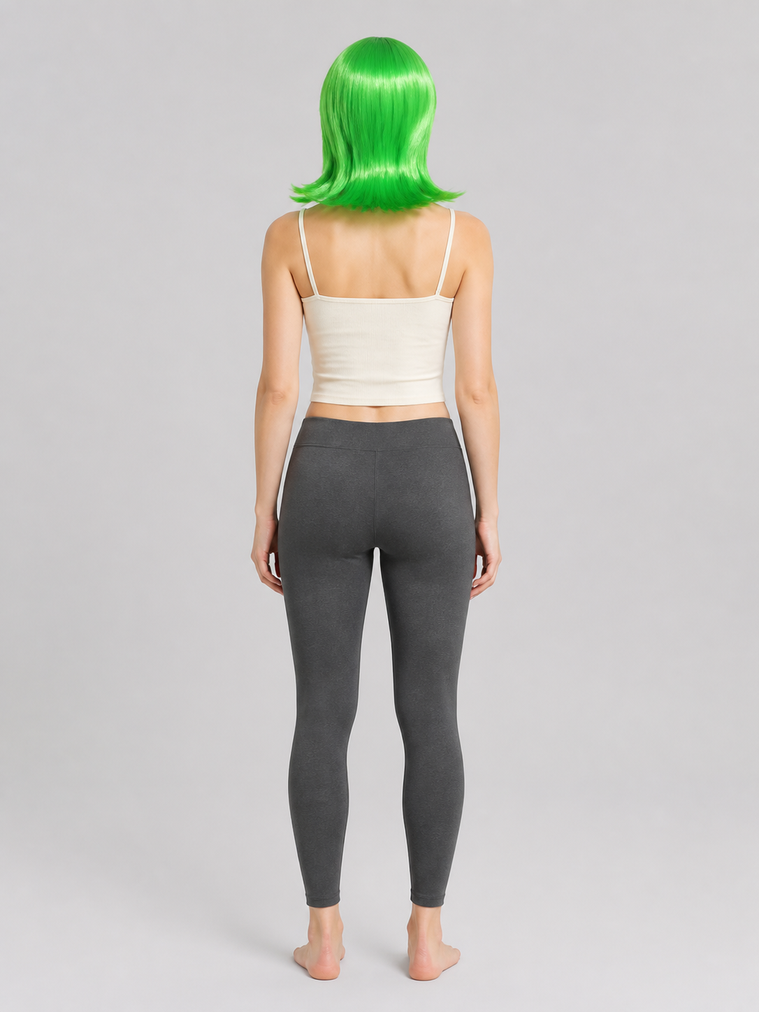 Bright Green Inside Out 2 Carnival Wig with Side-Swept Bangs back view