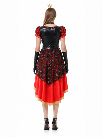 Red and Black Stage Dress with Gold Trim back view
