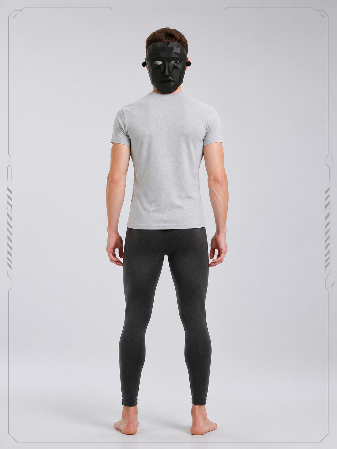 Black 3D Halloween Mask with Geometric Facets back view