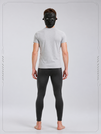 Black 3D Halloween Mask with Geometric Facets back view