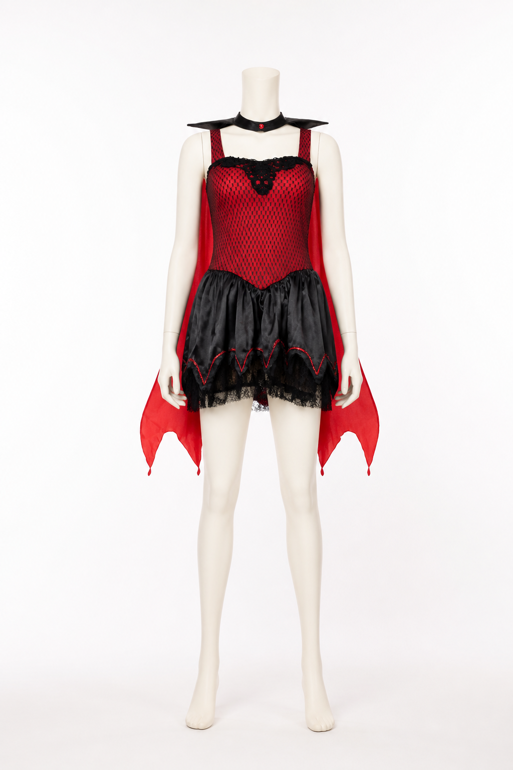 Vampire-Style Dress with Cape and Lace back view