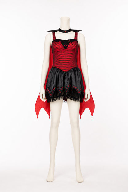 Vampire-Style Dress with Cape and Lace back view