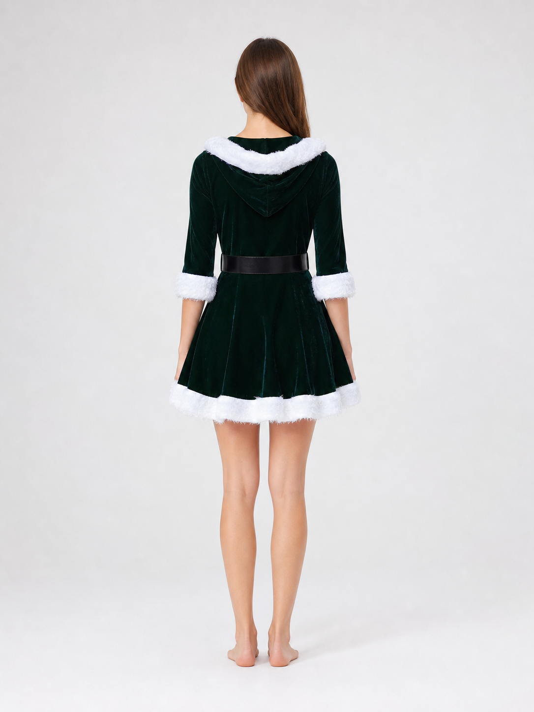 Festive dress with hood and belt