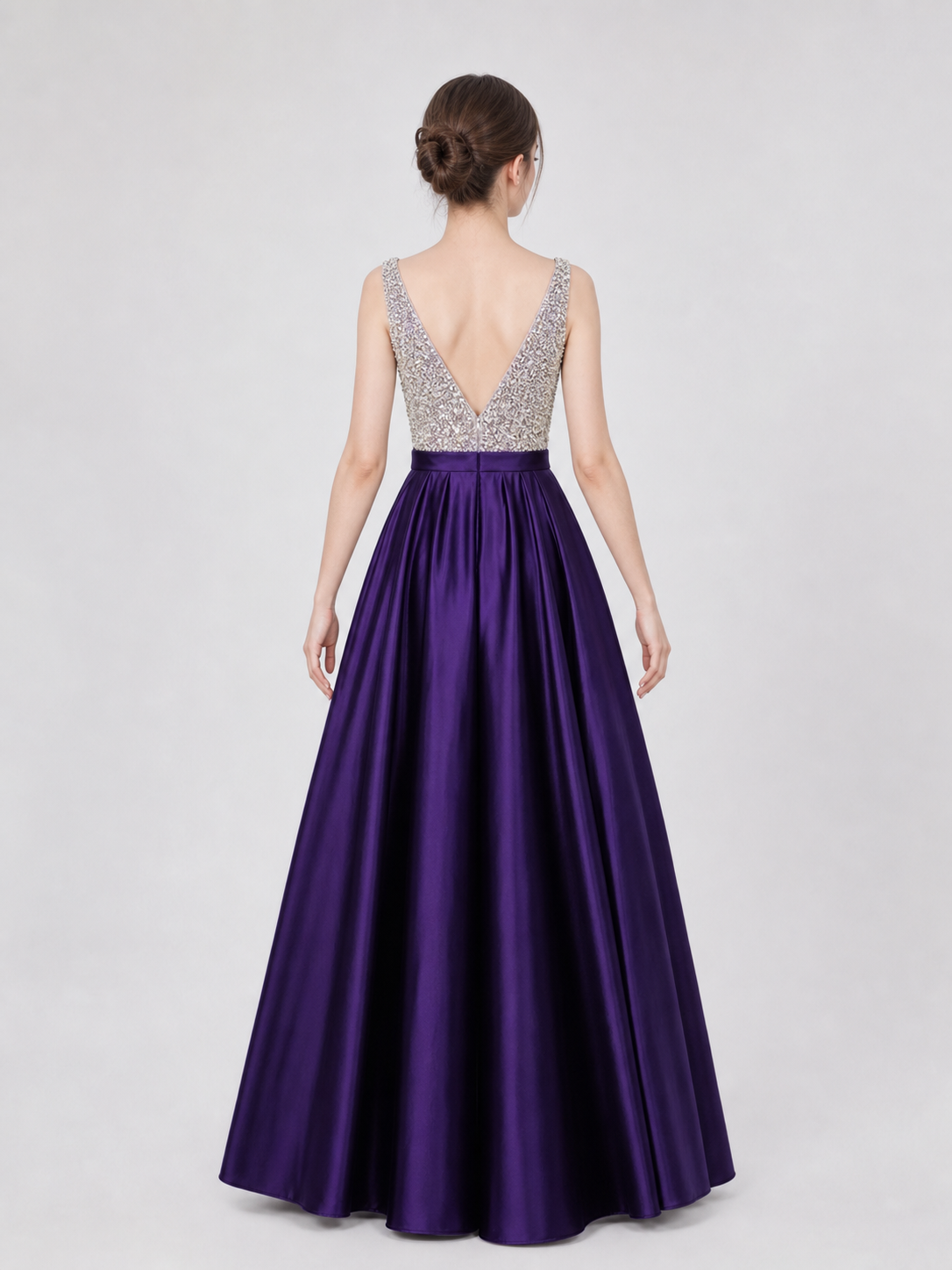 Floor-Length Evening Dress with a V-Neckline