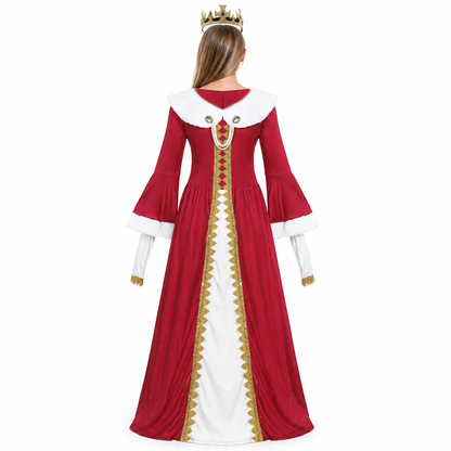 Burgundy Carnival Dress with White Collar and Crown back view