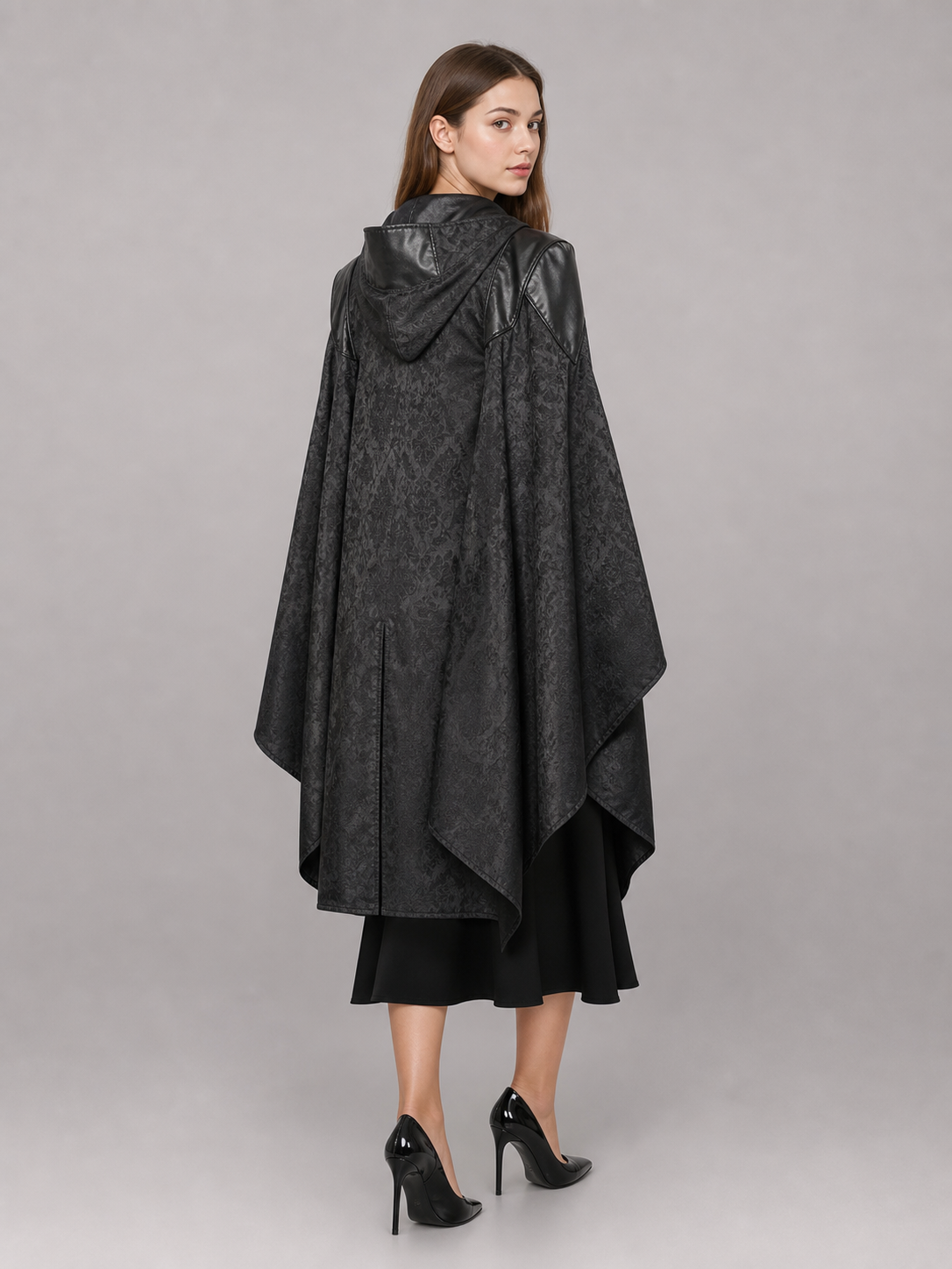 Black gothic hooded carnival cloak