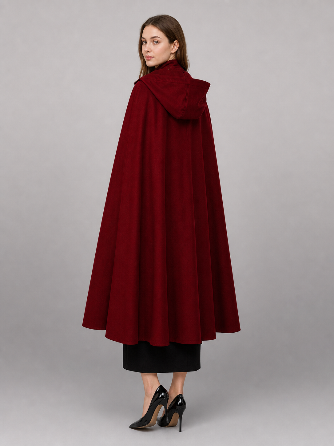 Burgundy Carnival Cloak with Hood