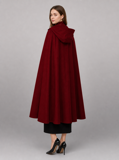 Burgundy Carnival Cloak with Hood