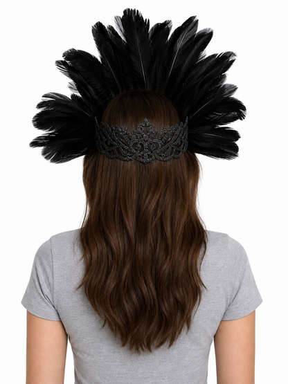 Carnival Feather Headpiece with Mask