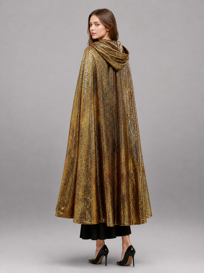 Black and Gold Hooded Carnival Cloak