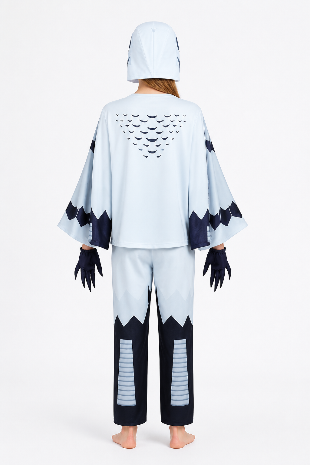 Owl Costume with Hood, Gloves, and Pants back view