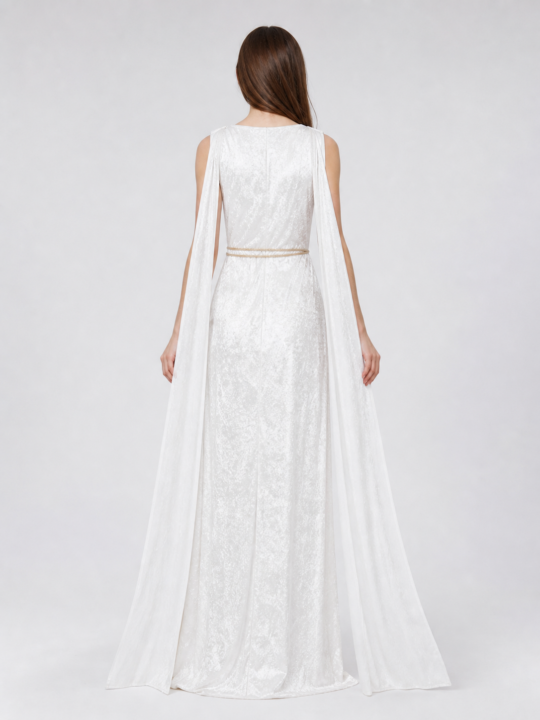 White Long Greek-Style Dress with a High Slit