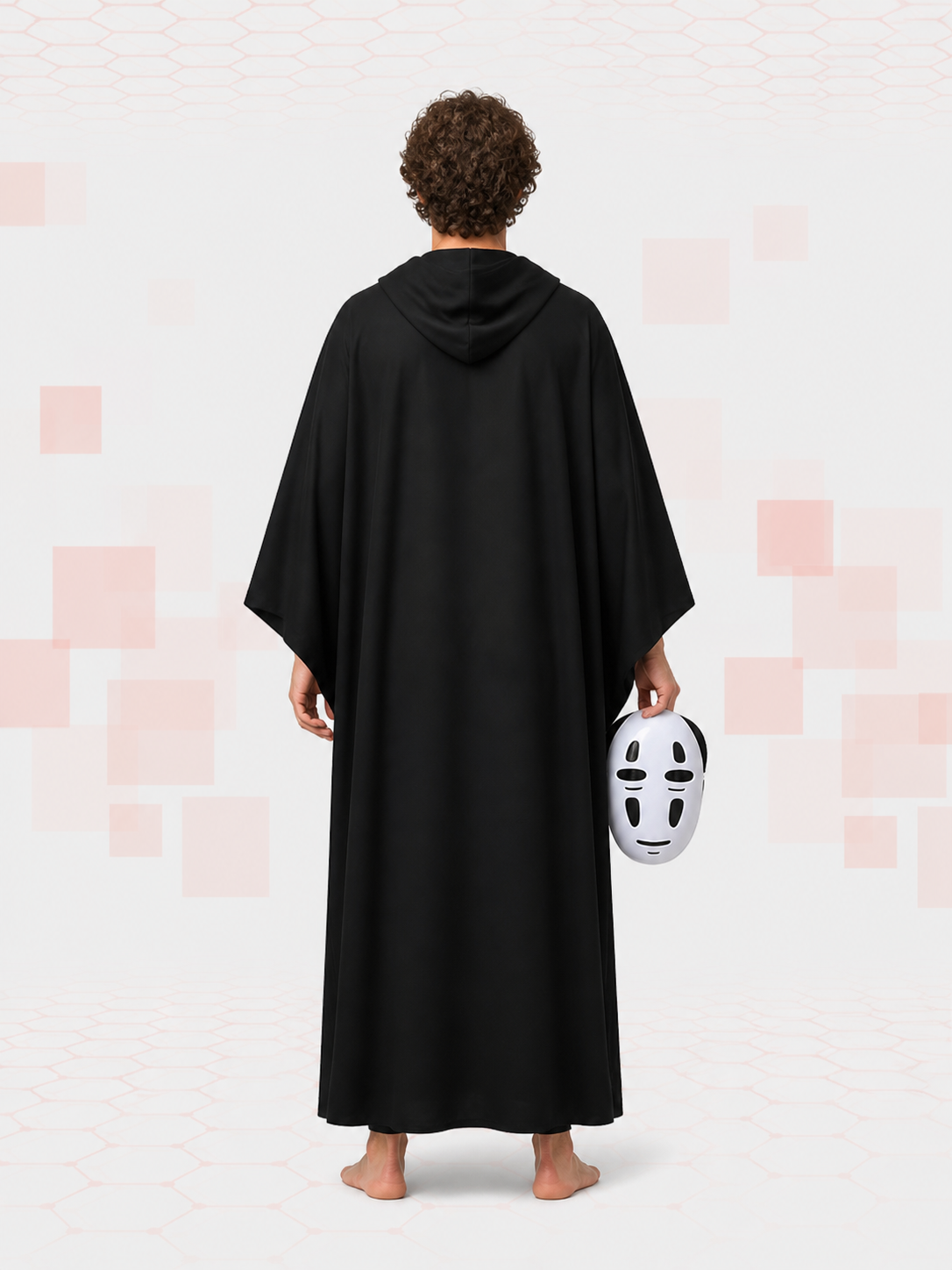 No-Face Hooded Cloak and Mask for Cosplay back view