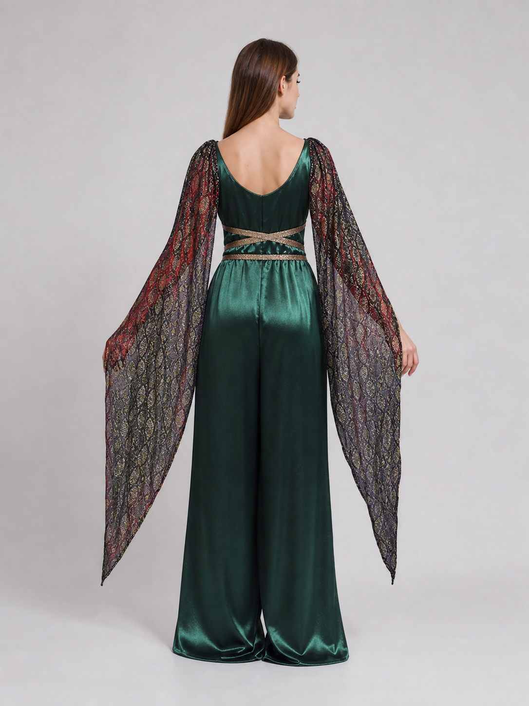 Fantasy Dress with Cape and Gold Headdress