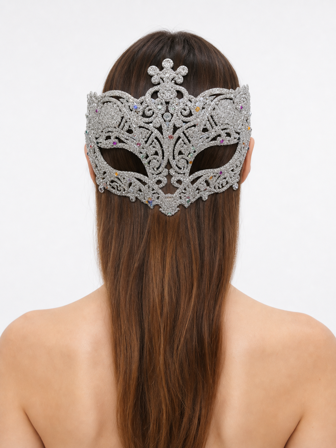 Carnival eye mask with silver glitter
