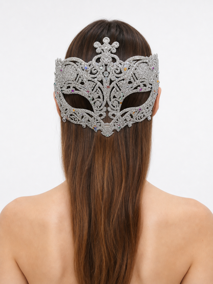 Carnival eye mask with silver glitter