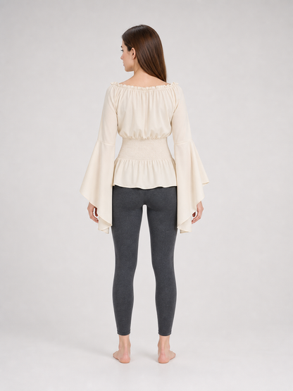 Off-the-Shoulder Blouse with Bell Sleeves