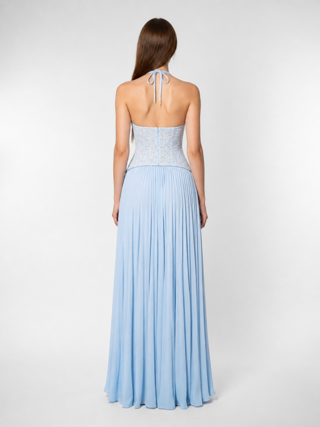 Spaghetti-Strap Dress with a Corset-Style Bodice back view
