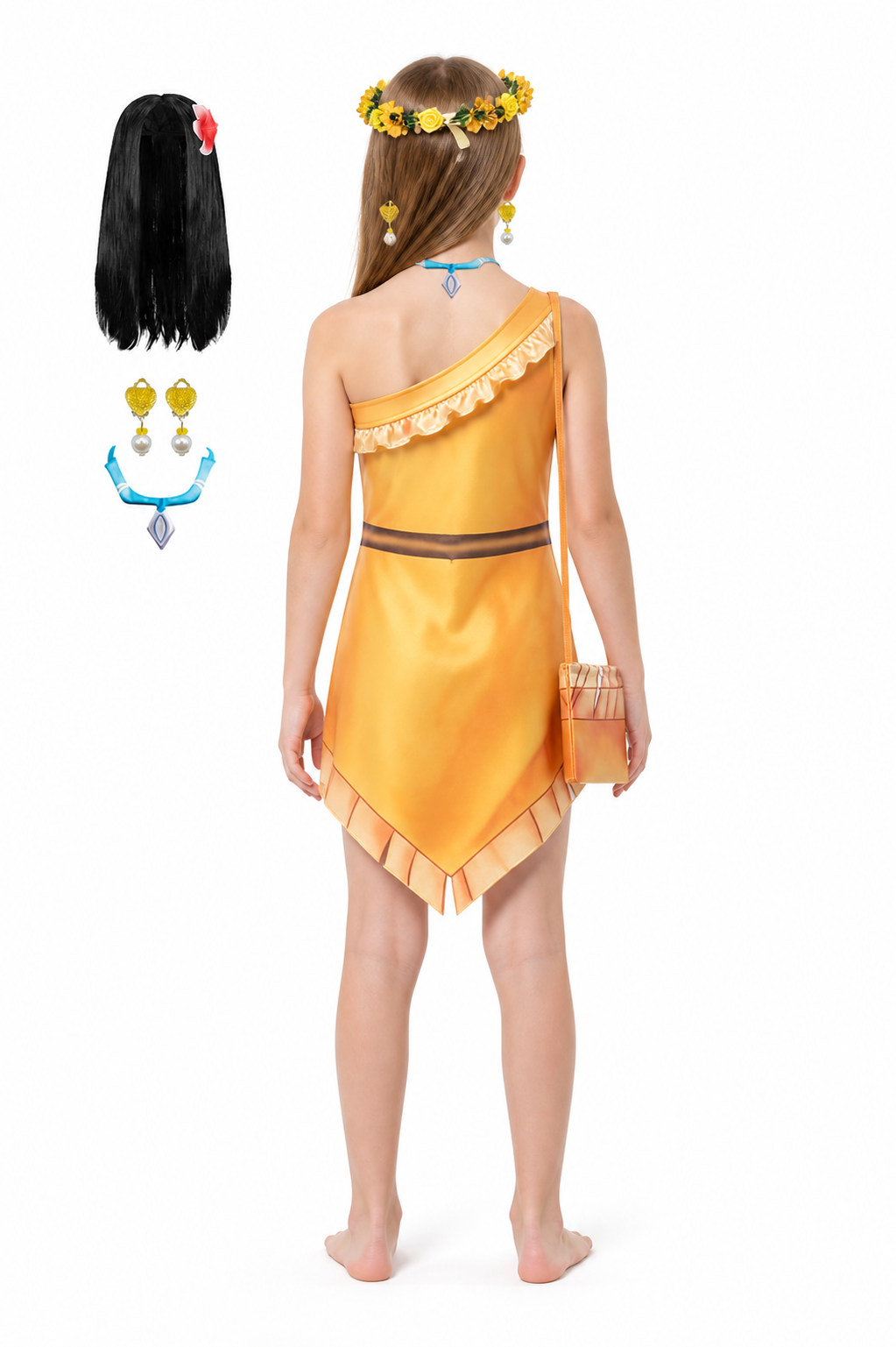 Pocahontas Native American Princess Costume with Accessories back view