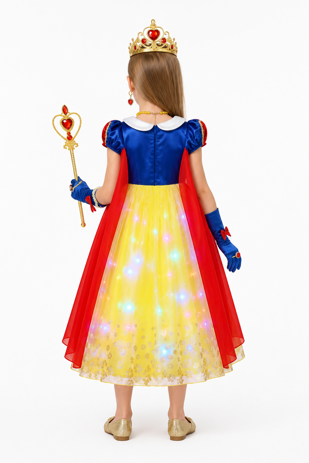 LED Princess Dress with Crown and Cape for Parties back view