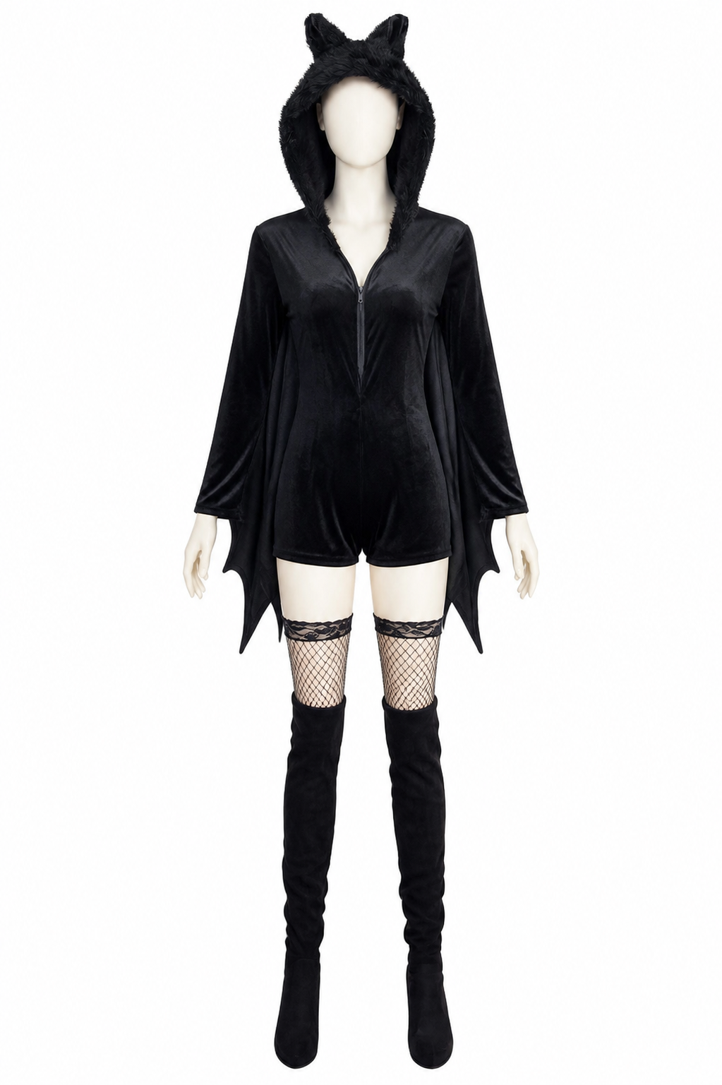 Hooded Bat Jumpsuit with Wings back view