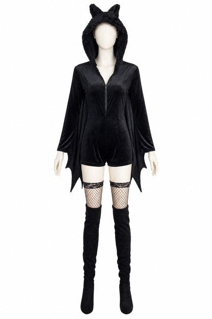 Hooded Bat Jumpsuit with Wings back view