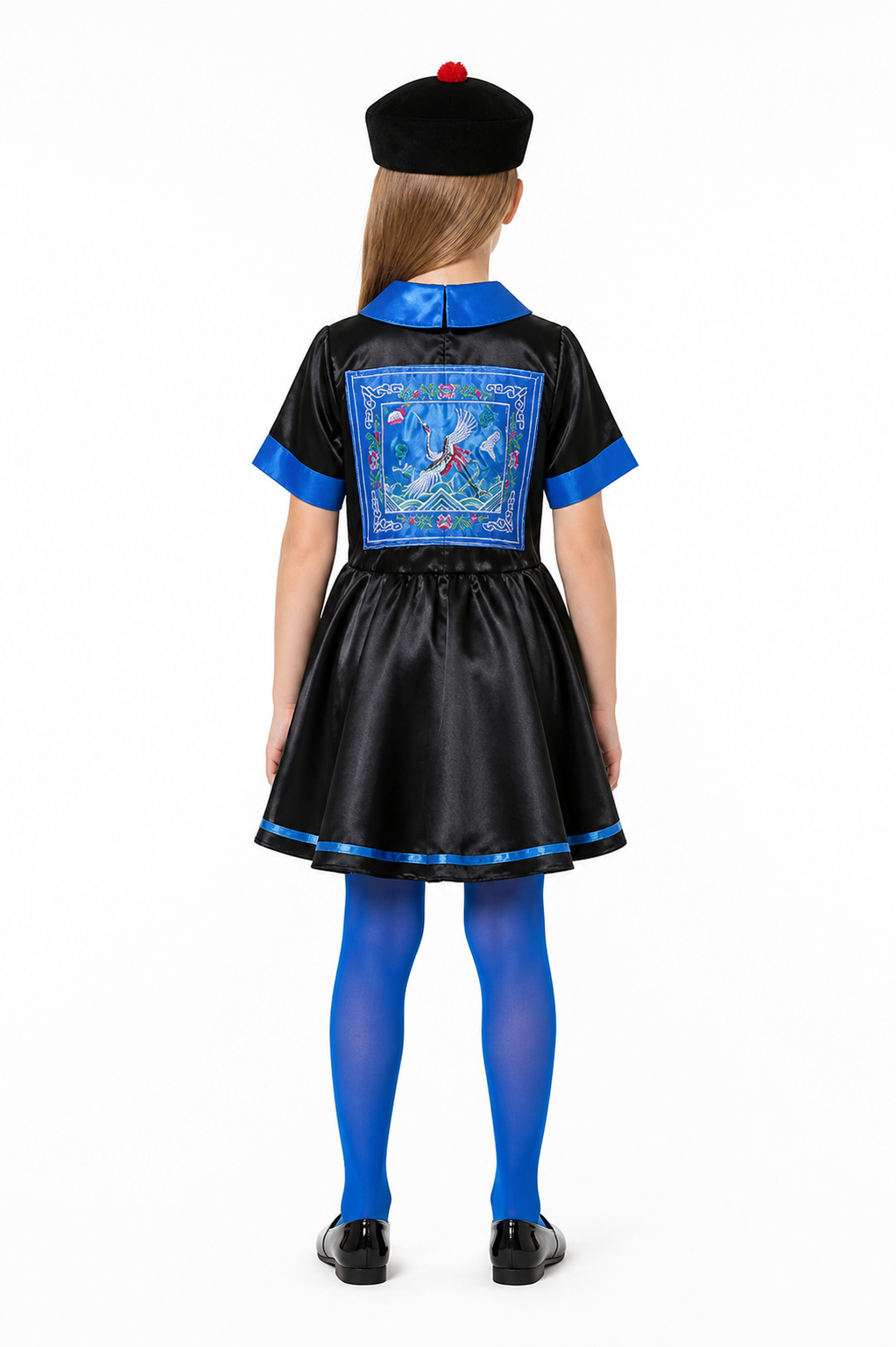 Zombie Costume: Dress with Blue Trim for Halloween back view