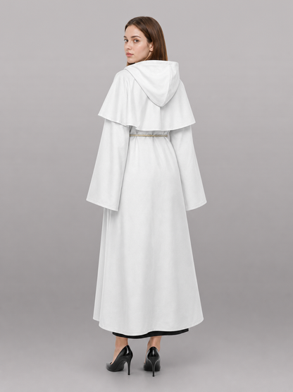 White hooded carnival cloak for cosplay