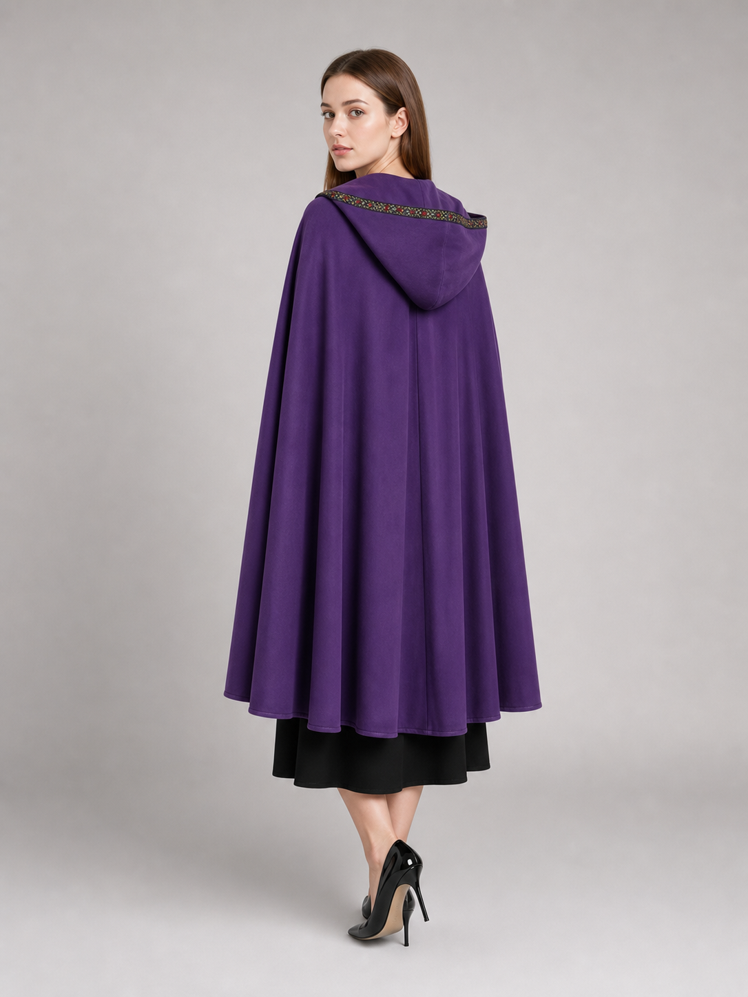 Purple Hooded Velvet Costume Cape product view 42