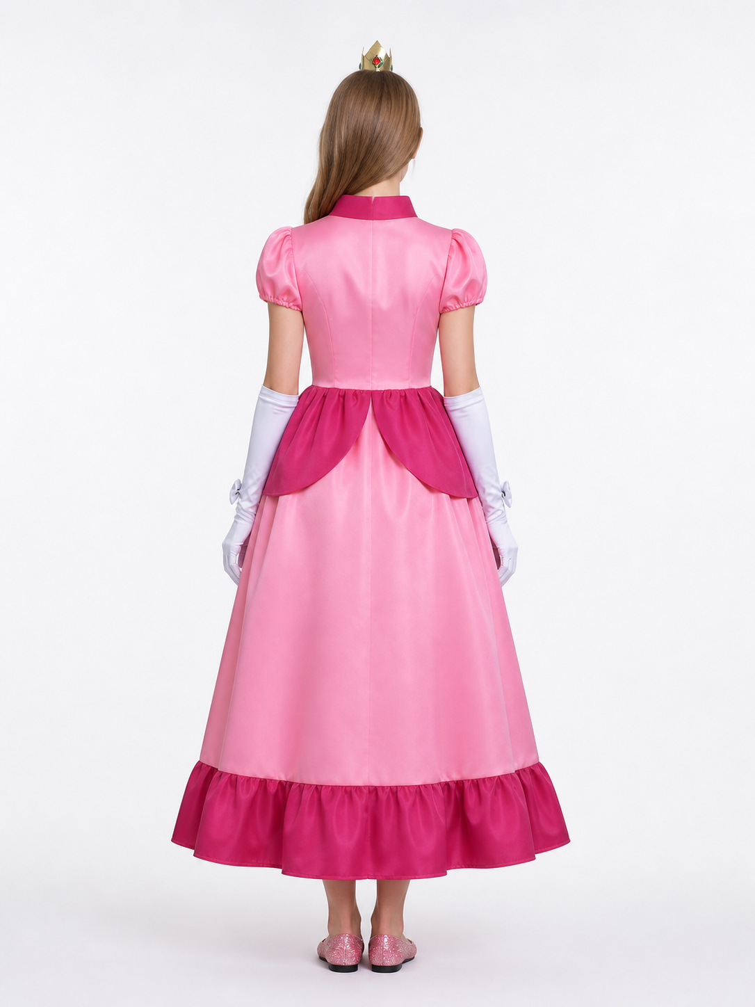 Costume Dress with Crown, Gloves, and Brooch back view