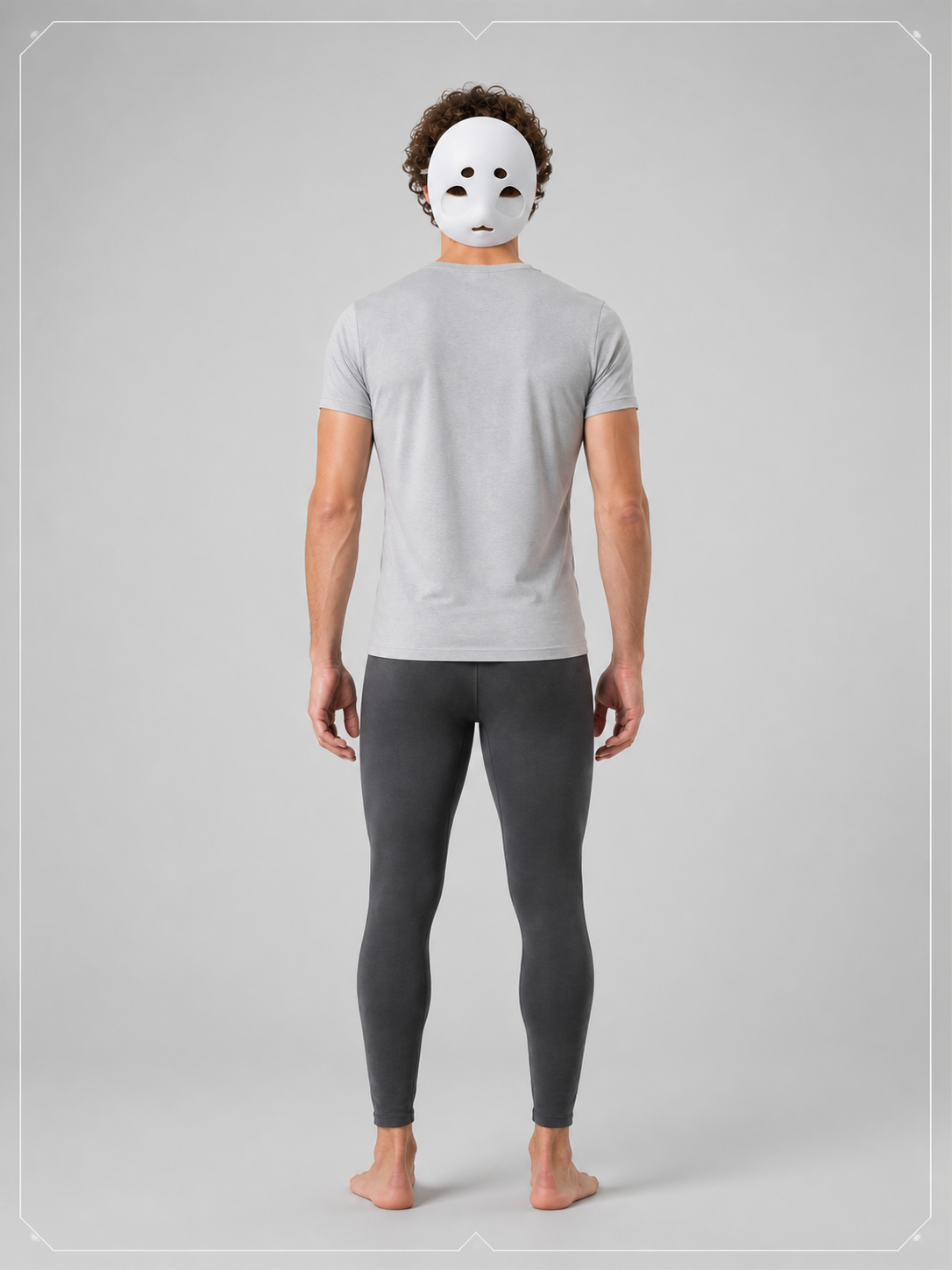 Halloween Mask, White or Light Gray, Blank back view
