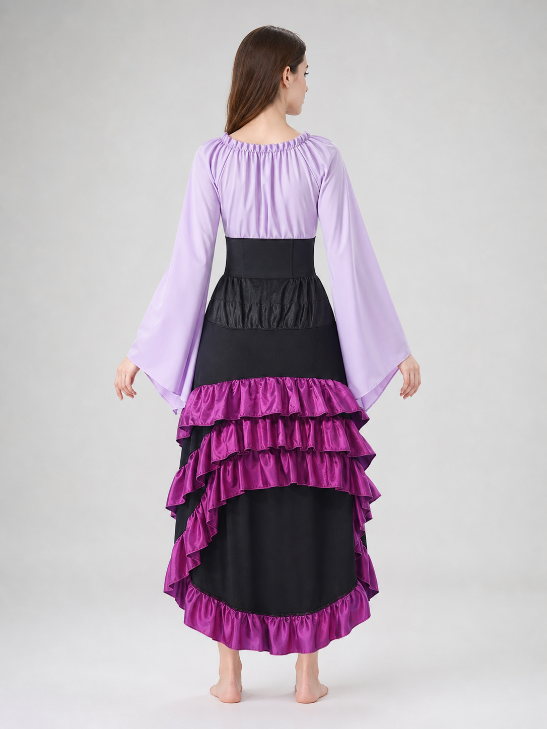 Asymmetrical Costume Dress with Ruffles and Corset Lacing