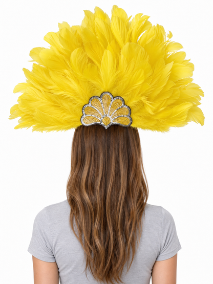 Yellow Carnival Headpiece with Gold Fan