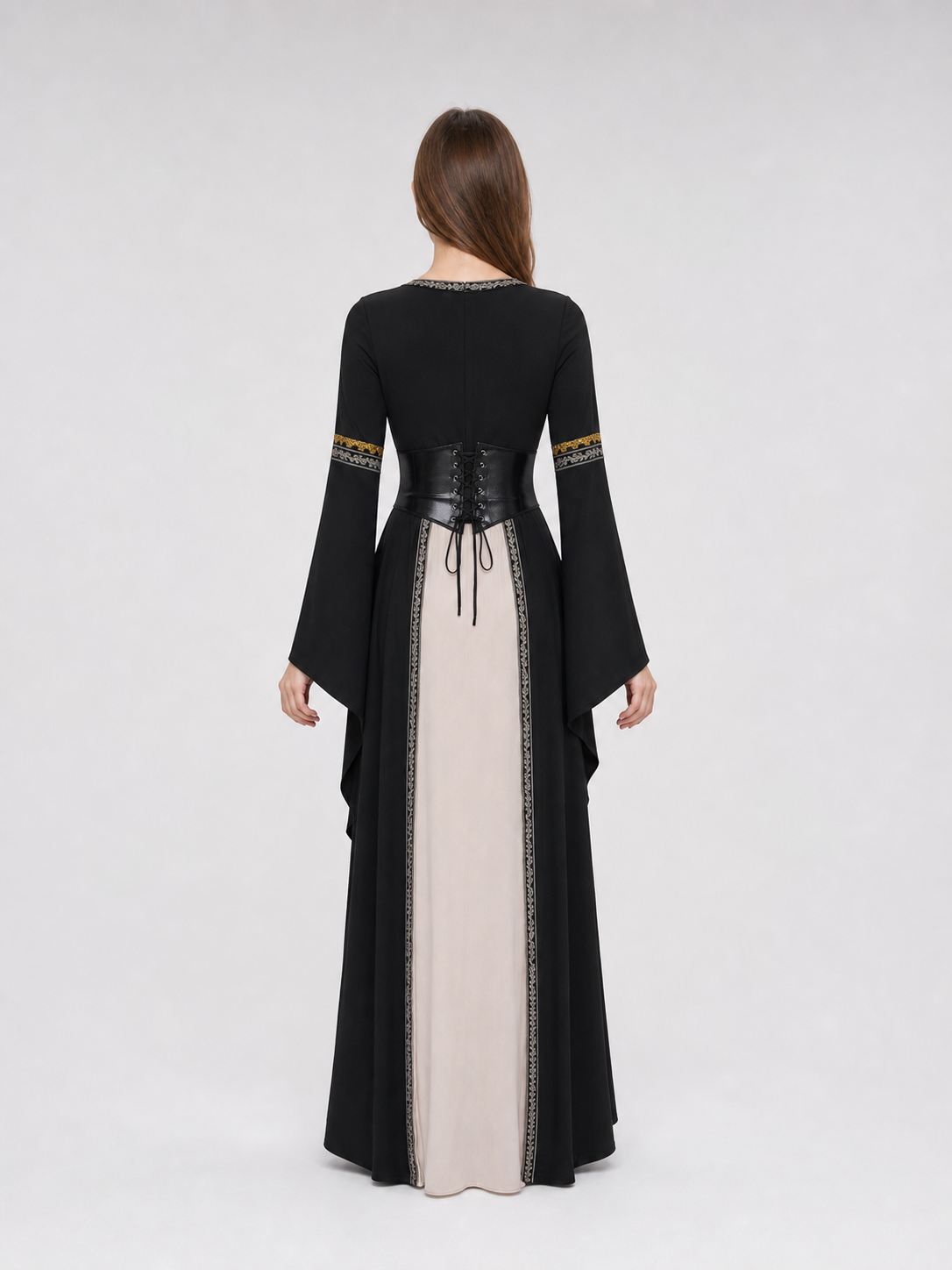 Gothic Long-Sleeve Lace-Up Dress
