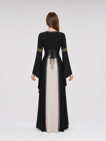Gothic Long-Sleeve Lace-Up Dress