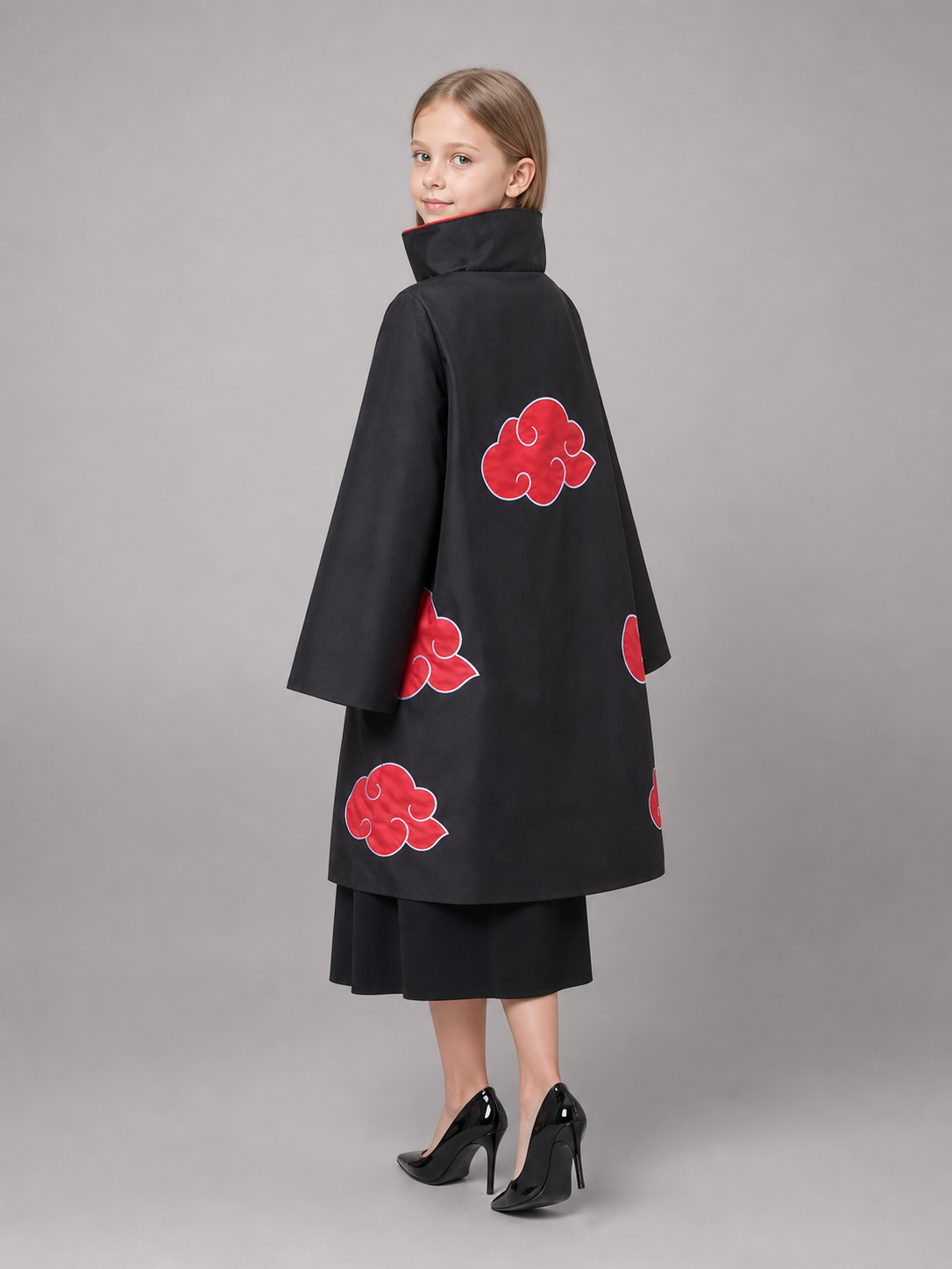 Black Cloak with Red Clouds for Cosplay