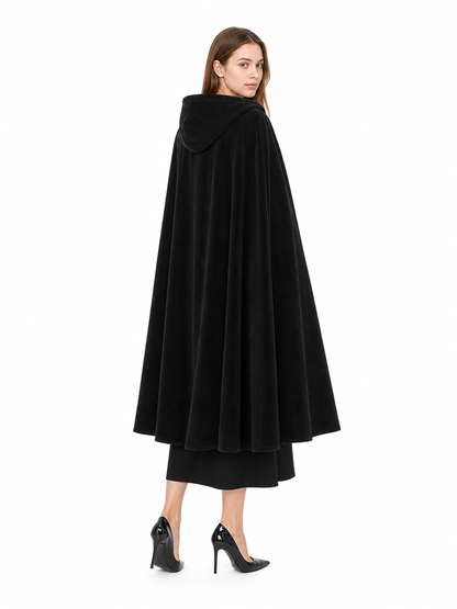 Black costume cloak with a large hood