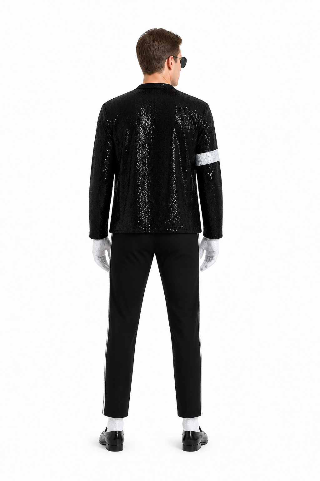 Michael Jackson Sequined Costume with Striped Pants back view