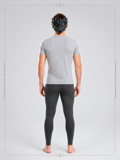Black Halloween Skeleton Mask, Spike-Studded Half Mask back view