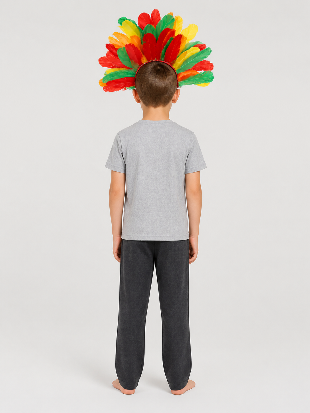 Carnival Headpiece with Multicolored Feathers back view 2