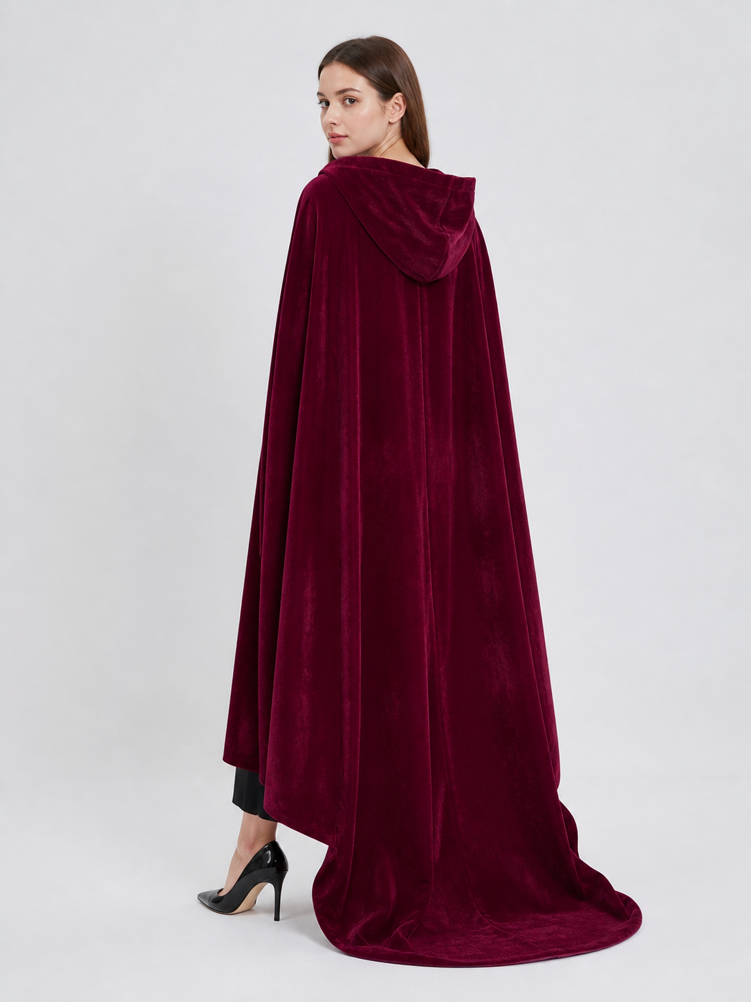 Burgundy Hooded Carnival Cloak for Cosplay