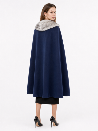Blue Costume Cloak with Fur-Look Collar