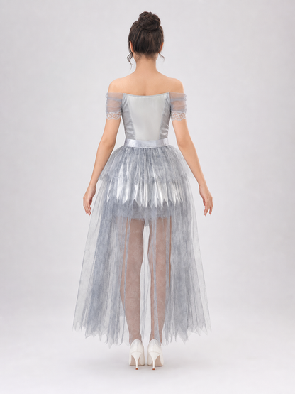 Halloween Cosplay Dress with a Ripped Skirt
