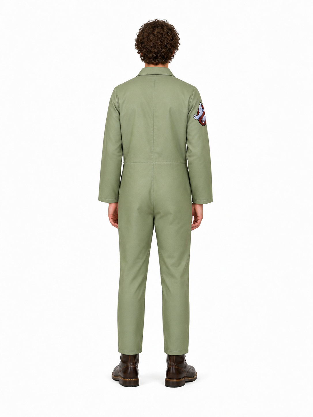 Light Green Jumpsuit with Notched Collar back view
