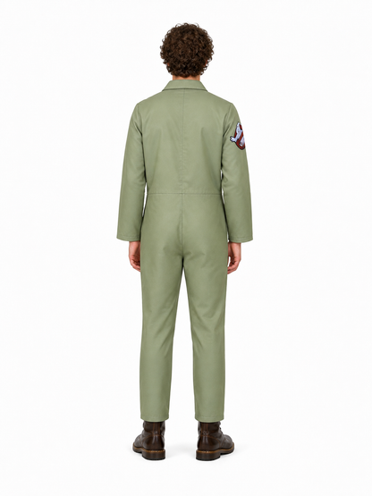 Light Green Jumpsuit with Notched Collar back view
