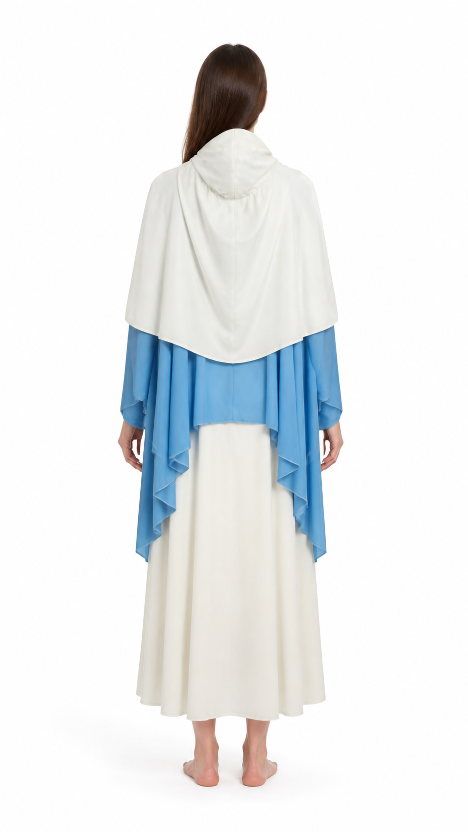 Hooded Robe with a Blue Cape and Gold Belt back view
