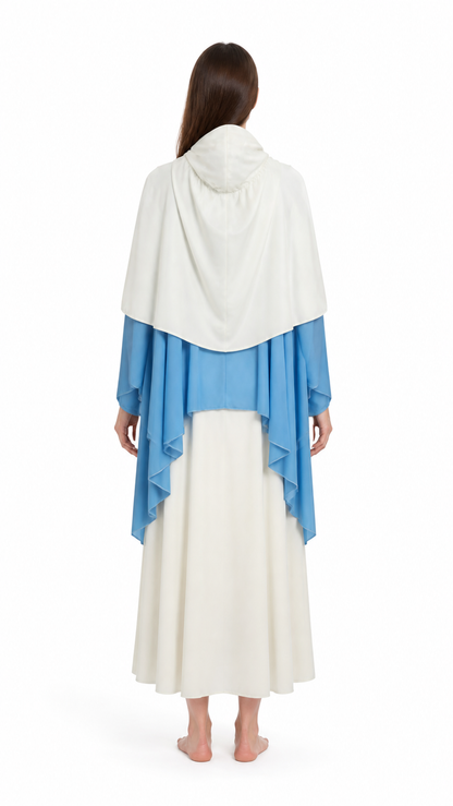 Hooded Robe with a Blue Cape and Gold Belt back view