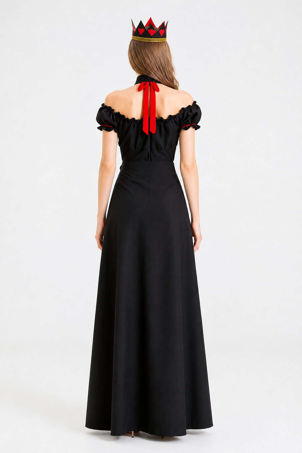 Carnival costume with crown and hearts back view